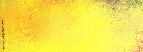 Yellow background texture with abstract orange grunge design, old distressed painted banner