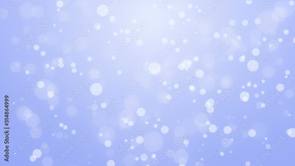 Animated glowing bokeh particles floating on light purple blue background. Animated glowing bokeh particles floating on light purple blue background.