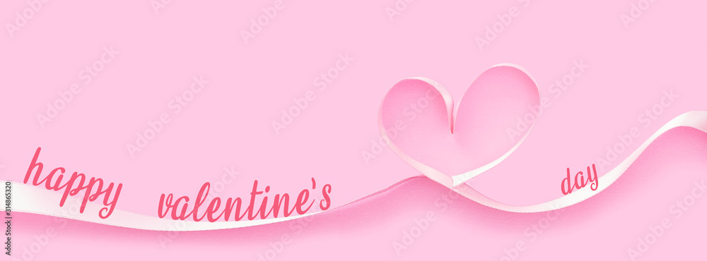 happy valentine's day card. text on pink background with heart shape