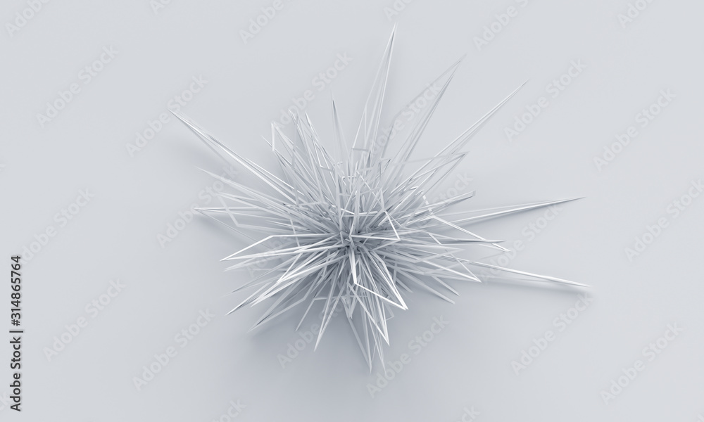 Abstract 3d render, modern background design, chaotic shape