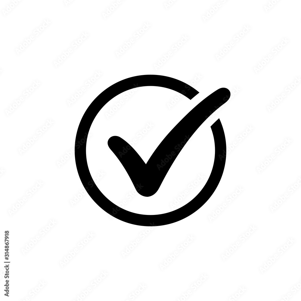 Approval check icon isolated, quality sign, black tick – stock vector Stock  Vector | Adobe Stock