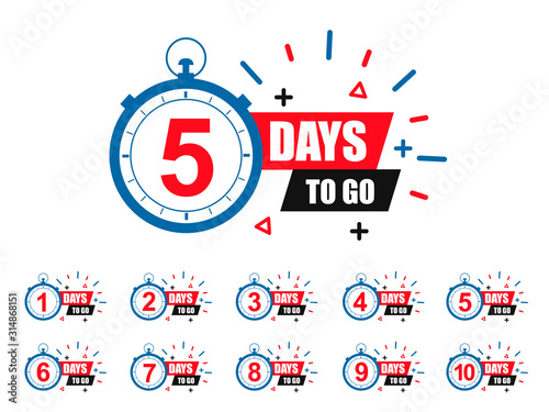 Set days icons to go last countdown icon. Days go sale price offer promo deal timer, day only – stock vector