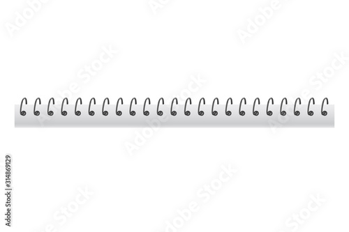 Realistic 3d metal spiral spring. Iron wired spirals for binding notebook sheets - stock vector