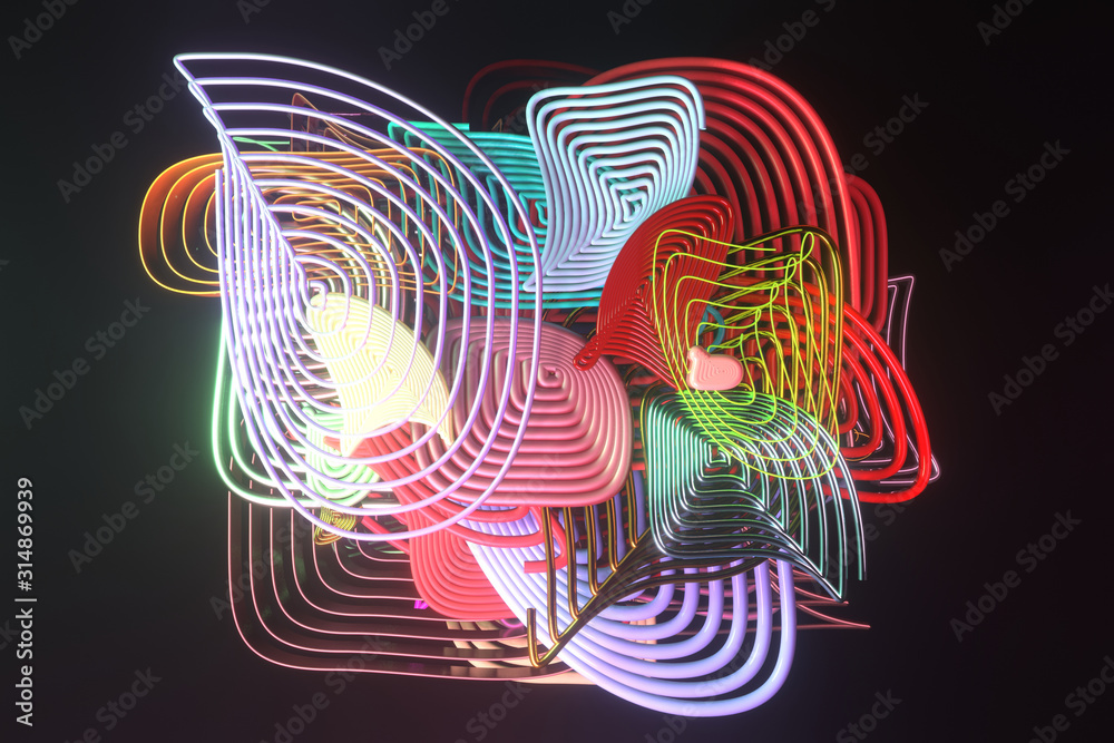 Abstract, twirl circle lines. Wallpaper for graphic design. 3D render.