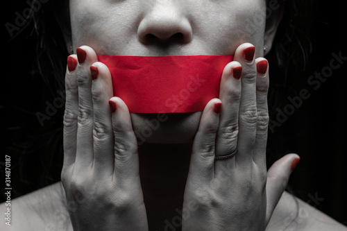 Concept on the topic of freedom of speech, censorship, freedom of press. International Human Right day photo