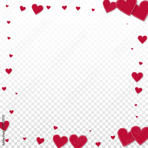 Fototapeta Naklejka Na Ścianę i Meble -  Red heart love confettis. Valentine's day frame ov