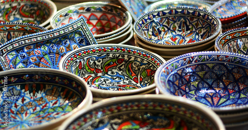 ceramics in the bazaar in oriental souk