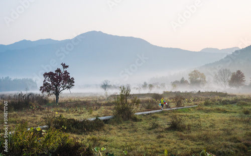 Picturesque autumn morning in the countryside in Huanghan region, close to Hongcun and Tachuan villages in China, Yi County photo