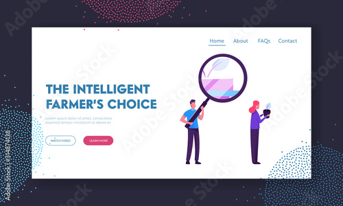 Hydroponics Technologies on Smart Eco Farm Website Landing Page. Agriculture Business. Farmers Growing Organic Vegetables and Plants at Nursery Farm Web Page Banner. Cartoon Flat Vector Illustration