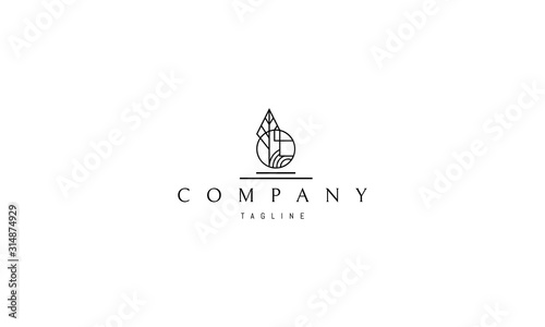 Naklejka Logo wektorowe, na którym abstrakcyjny obraz drzewa i różne kształty geometryczne.