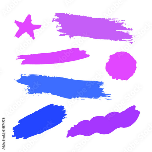 Brush strokes isolated. Ink painting. Set collection. Vector artwork