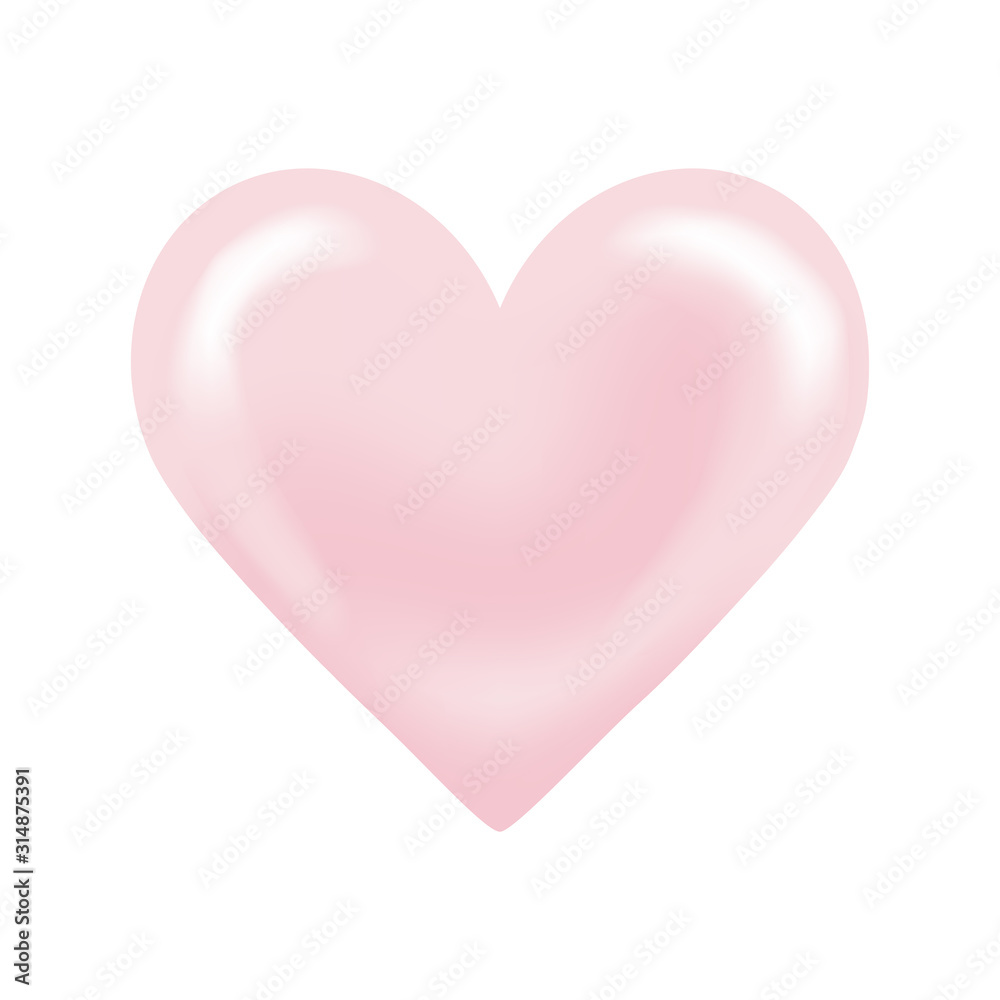 Shiny 3D pale pink Heart
