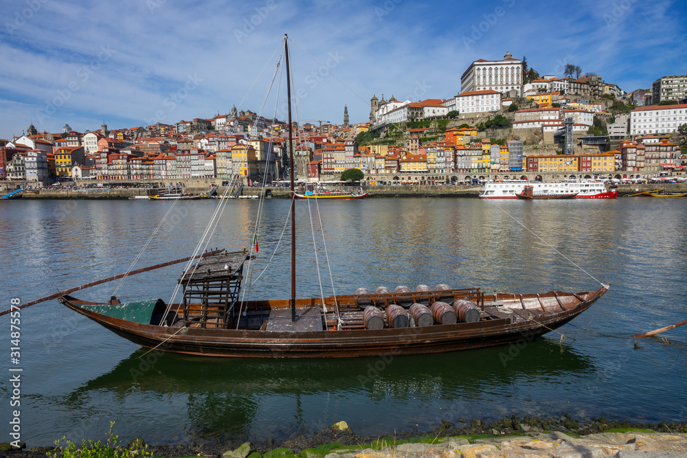 Traditional boats on Douro river in Porto, Portugal