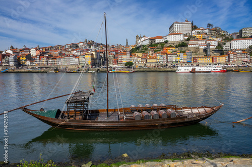 Traditional boats on Douro river in Porto  Portugal