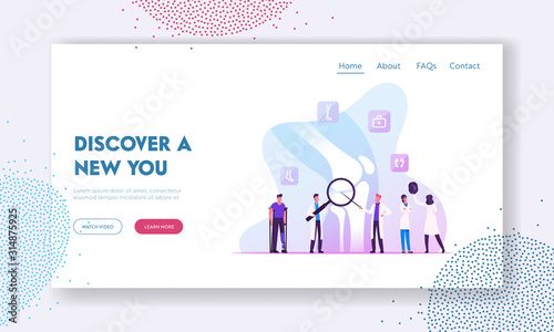 Orthopedy and Traumatology Healthcare Website Landing Page. Doctors Traumatologists and Patients Treatment. Medical Specialists Concilium in Hospital Web Page Banner. Cartoon Flat Vector Illustration