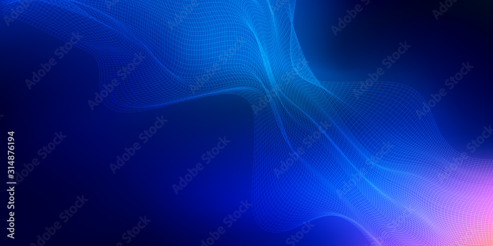 Abstract background wave mesh technology lights effect