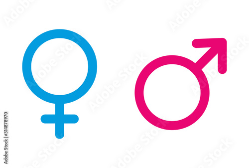 Male and female icon, symbol set. Website design vector illustration isolated on white background