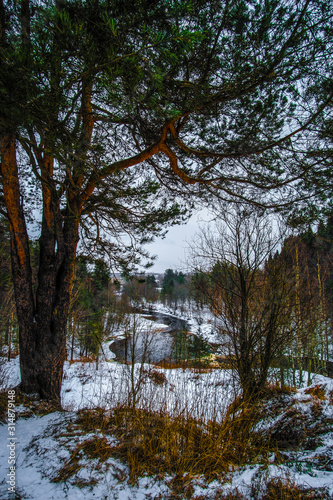 Landscape with the image of winter karelian nature photo