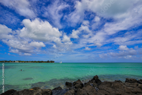 Beautiful seascape of Mauritius Island