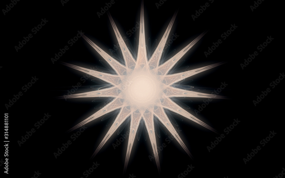 abstract illustration of a fantastic star with many rays on a black background abstract illustration of a fantastic star with many rays on a black background