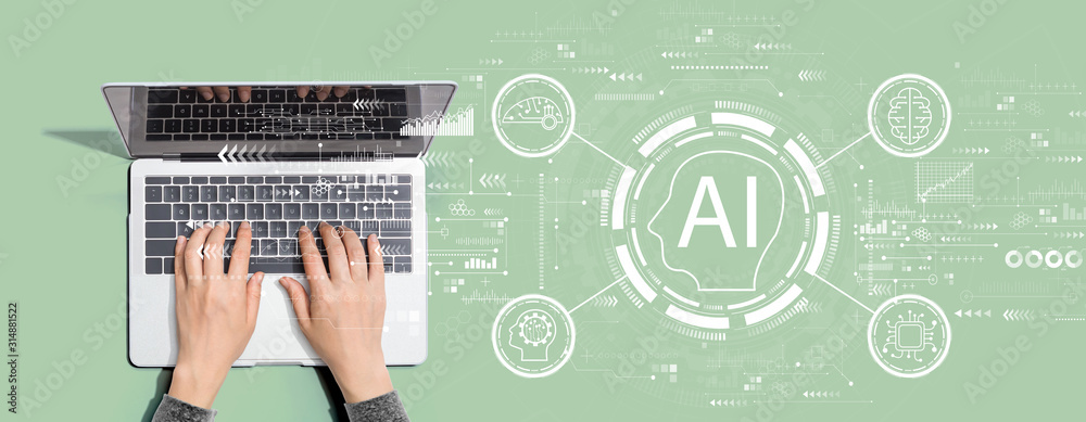 AI concept with person using a laptop computer AI concept with person using a laptop computer