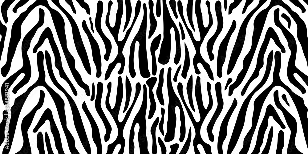 Animal print. Zebra texture black and white pattern. Stock Vector
