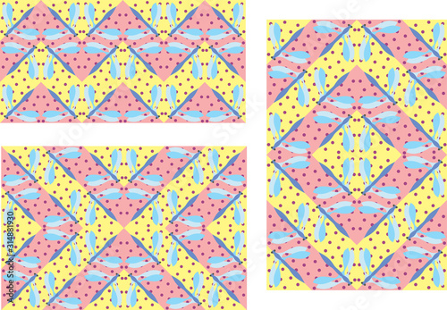 color vector dragonfly pattern in three variants