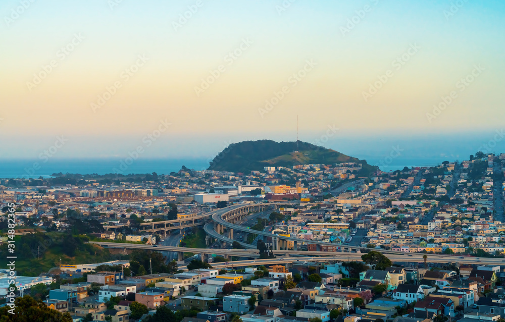 View of San Francisco's highways at twilight