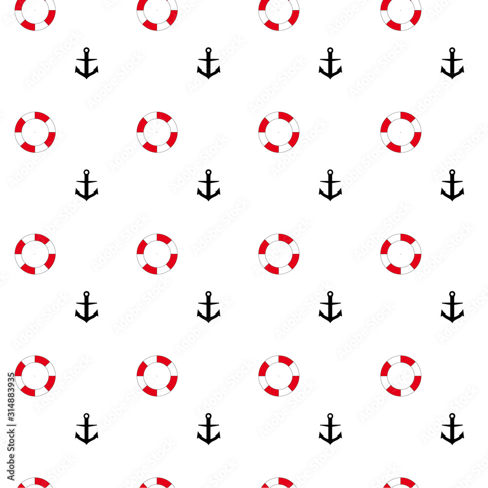 Seamless pattern: isolated anchors and lifebuoy on a white background. vector. illustration Seamless pattern: isolated anchors and lifebuoy on a white background. vector. illustration