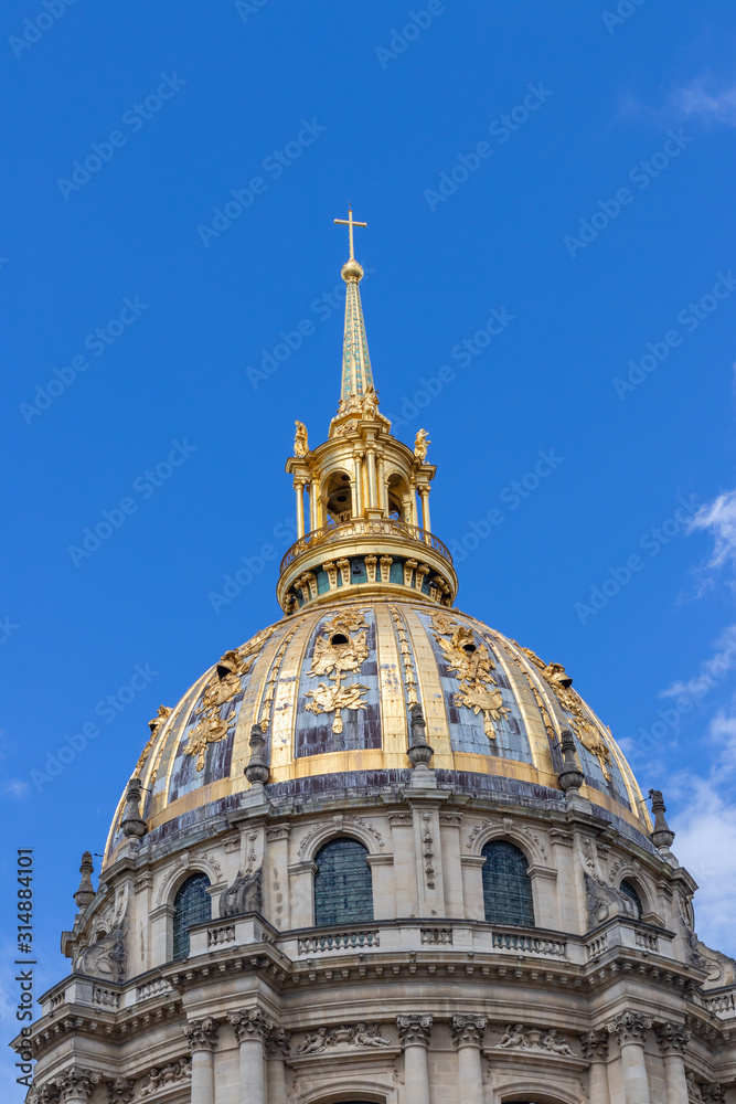The golden dome of Les Invalides in Paris, France