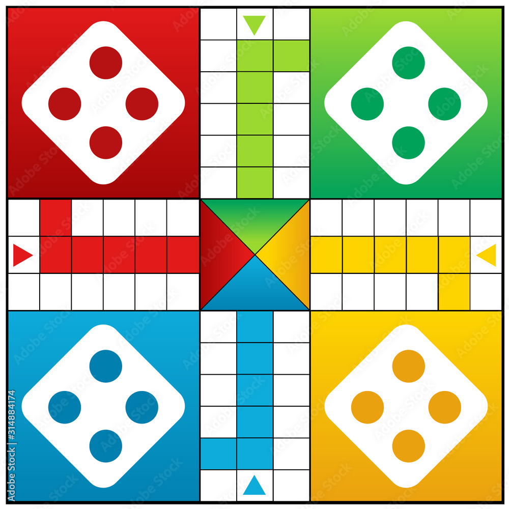 Ludo Board Game For Printing With Vector Illustration Stock