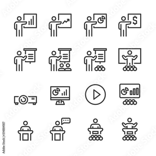 Business Training Icons , Symbol Perfect Design Simple Set For Using In Web Site Infographics Logo Report , Line Icon Vector Illustration 