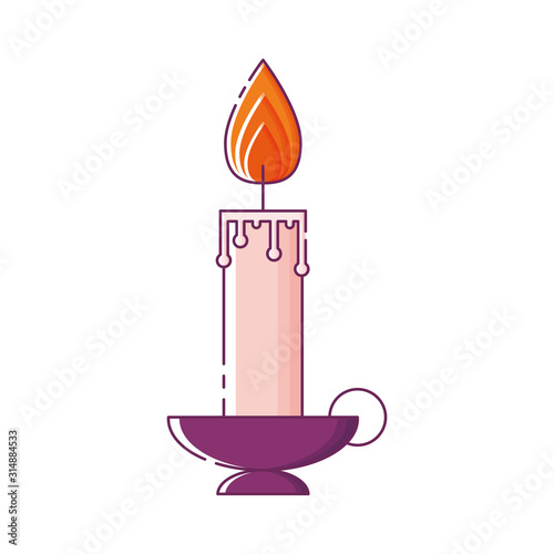 Isolated candle in linear style.