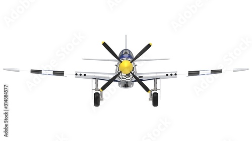 Tableau sur toile 3d rendering of a world war two airplane isolated on white background