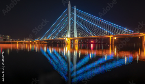 Night view of Hesheng bridge, Huizhou, China