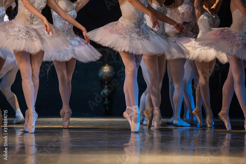 Nutcracker ballet. Closeup of ballerinas dancing