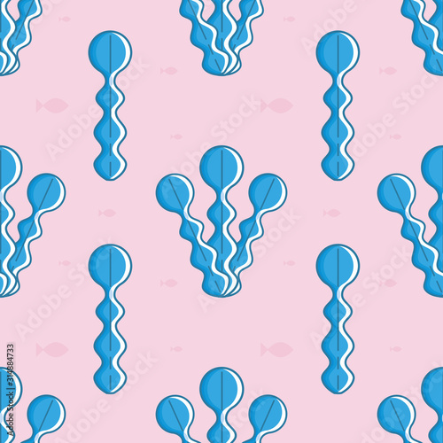 Pattern with seaweeds in linear style.