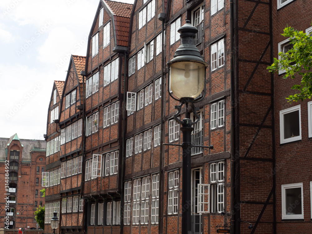 One of the old streets of Hamburg, Germany