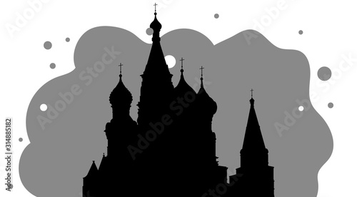 Silhouette stylization in black and white version of St. Basil's Church