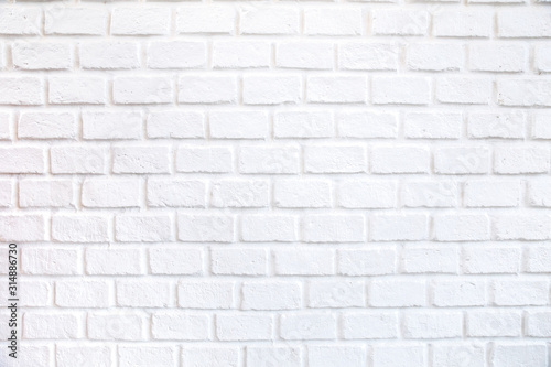 White brick wall texture grunge background with vignetted corners, may use to interior design.