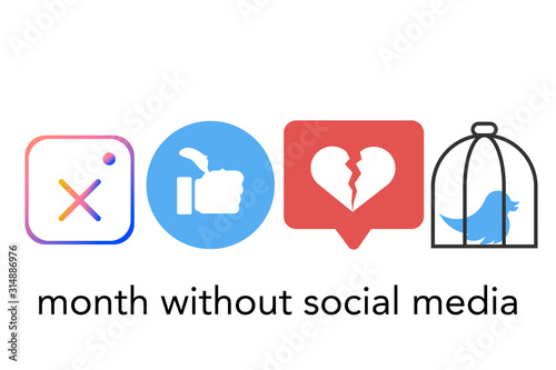 social media addiction leaving concept isolated vector