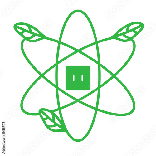 green electric concept leaf nuclear logo vector