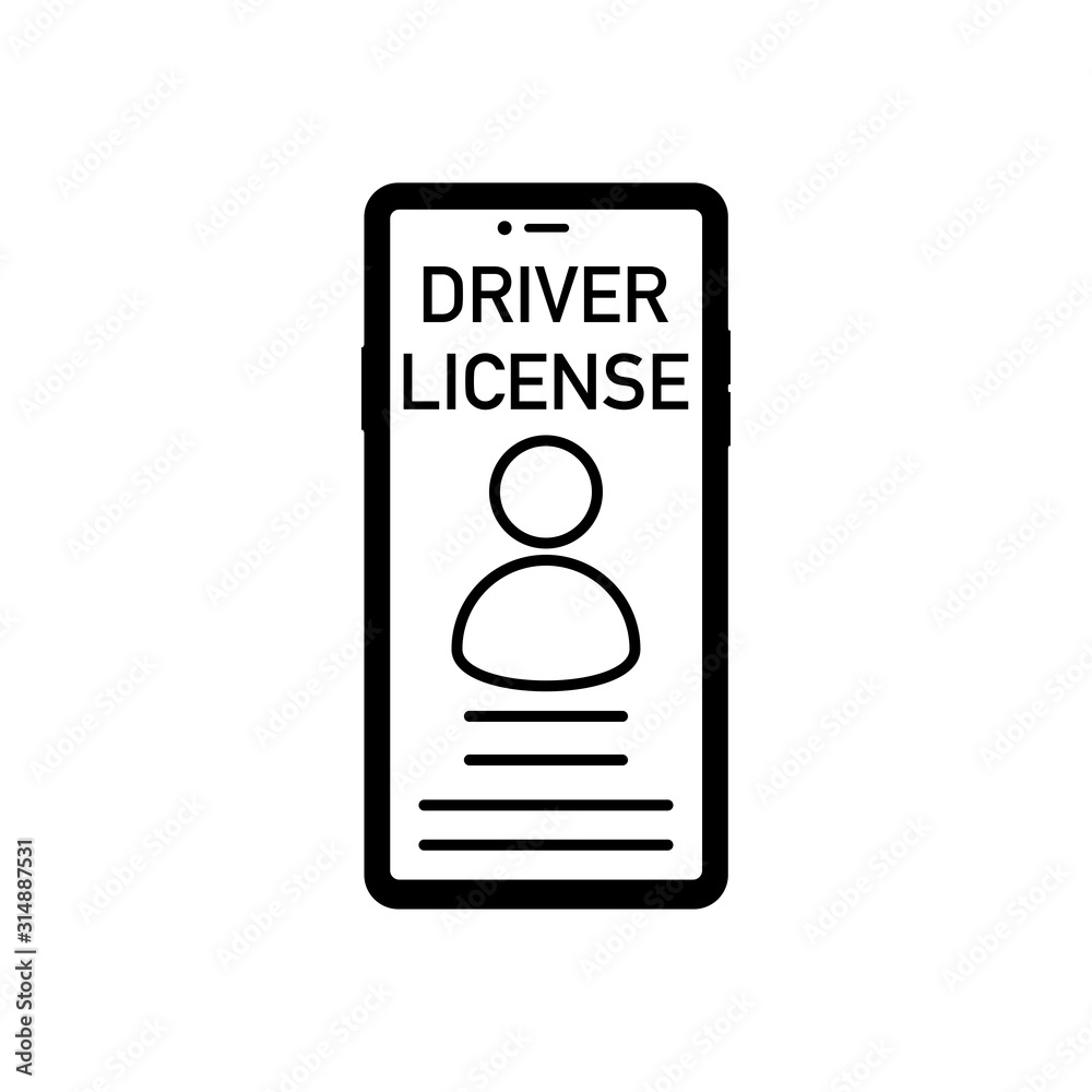 digital driver license in mobile phone vector