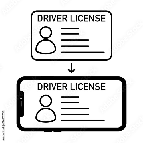 digital driver license in mobile phone vector