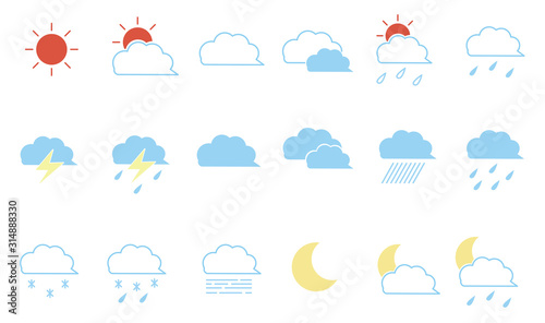 Set of hand drawn weather icons (colorful)