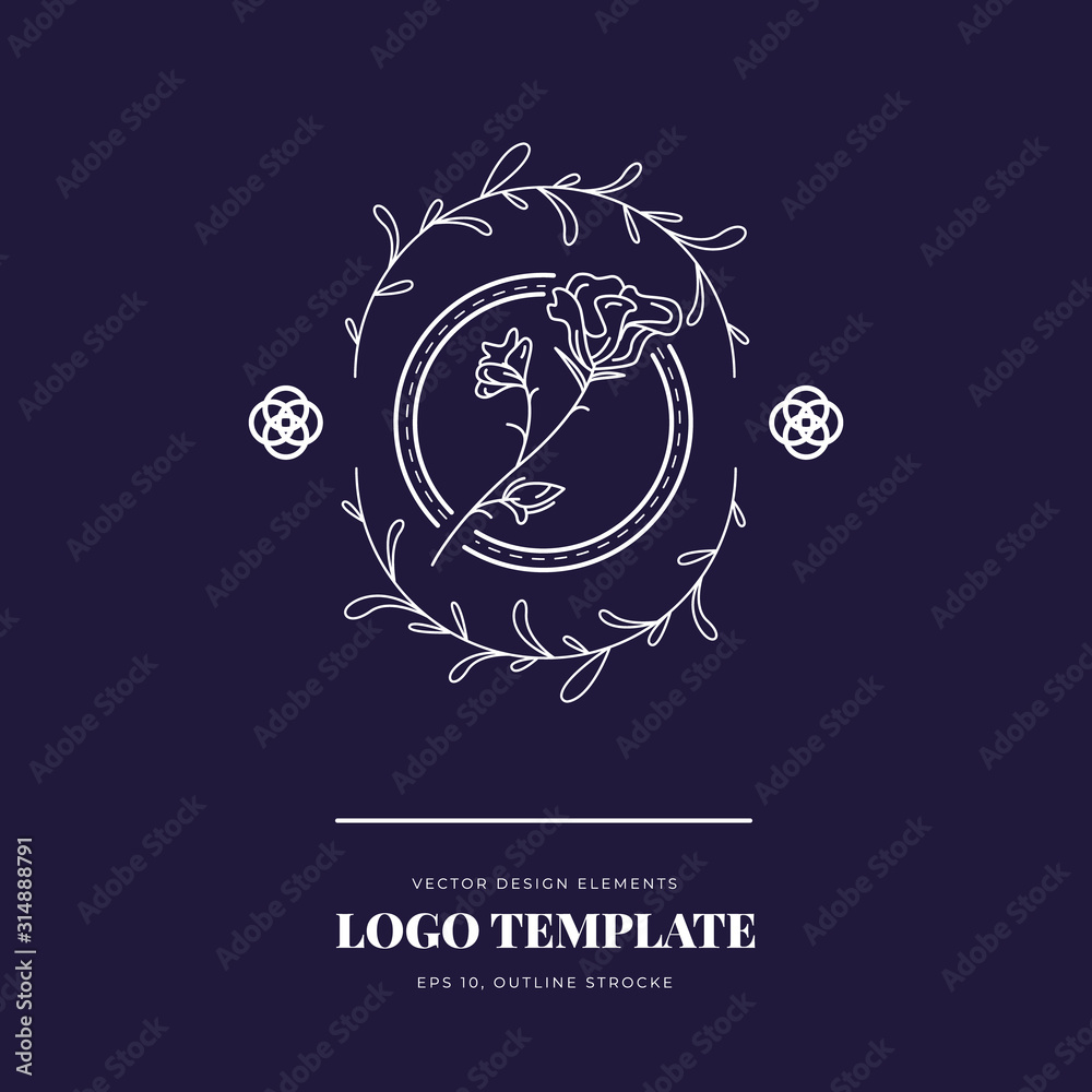 Abstract Flowers Vector Signs or Logo Templates Set. Retro Floral Illustration with Classy Typography. Feminine Logo. Modern Logo Template for florist, photographer, fashion blogger, design studio. Abstract Flowers Vector Signs or Logo Templates Set. Retro Floral Illustration with Classy Typography. Feminine Logo. Modern Logo Template for florist, photographer, fashion blogger, design studio.