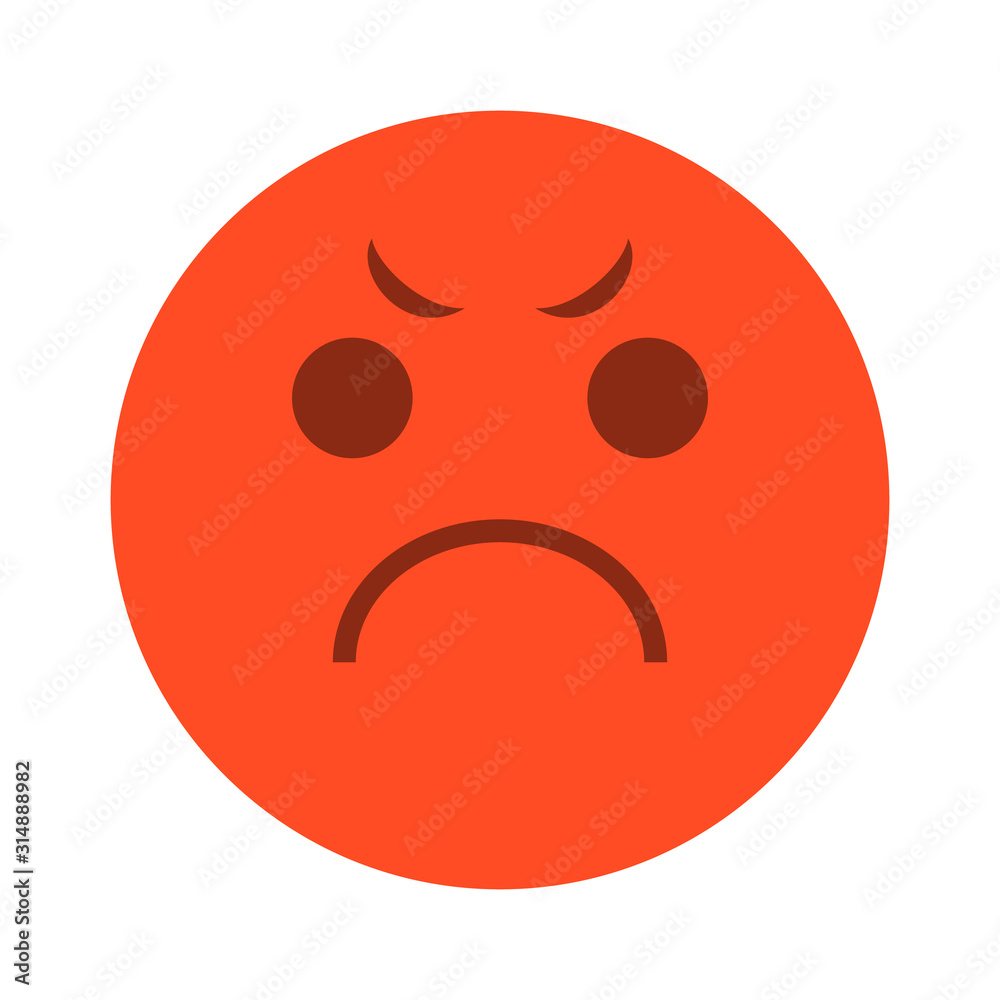 Angry red emoji icon vector isolated. Bad mood, emotion Angry red emoji icon vector isolated. Bad mood, emotion