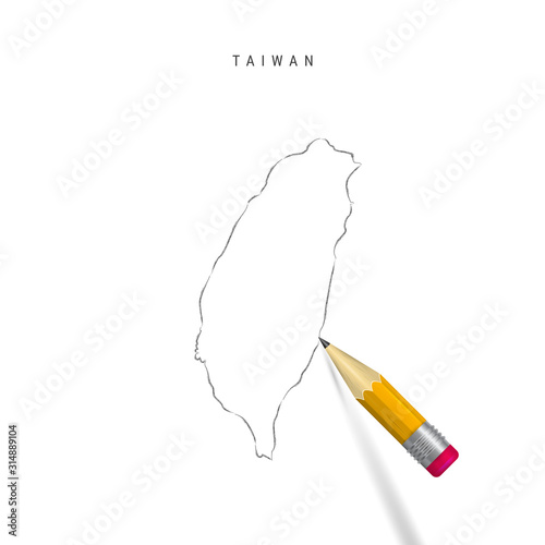 Taiwan freehand sketch outline vector map isolated on white background