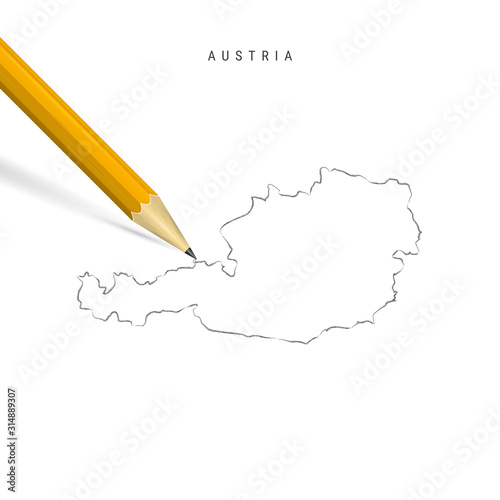 Austria freehand sketch outline vector map isolated on white background