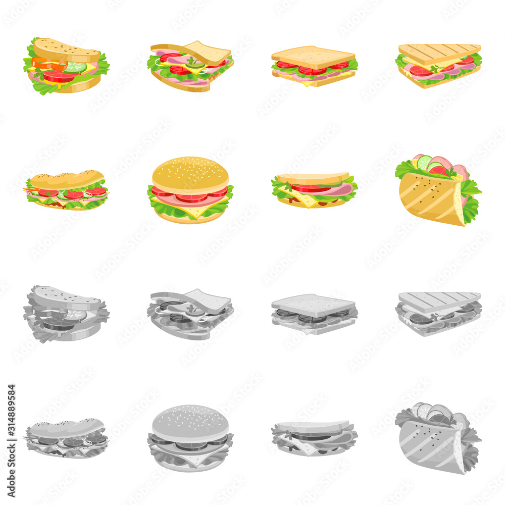 Vector design of dinner and cuisine logo. Set of dinner and breakfast stock symbol for web. Vector design of dinner and cuisine logo. Set of dinner and breakfast stock symbol for web.